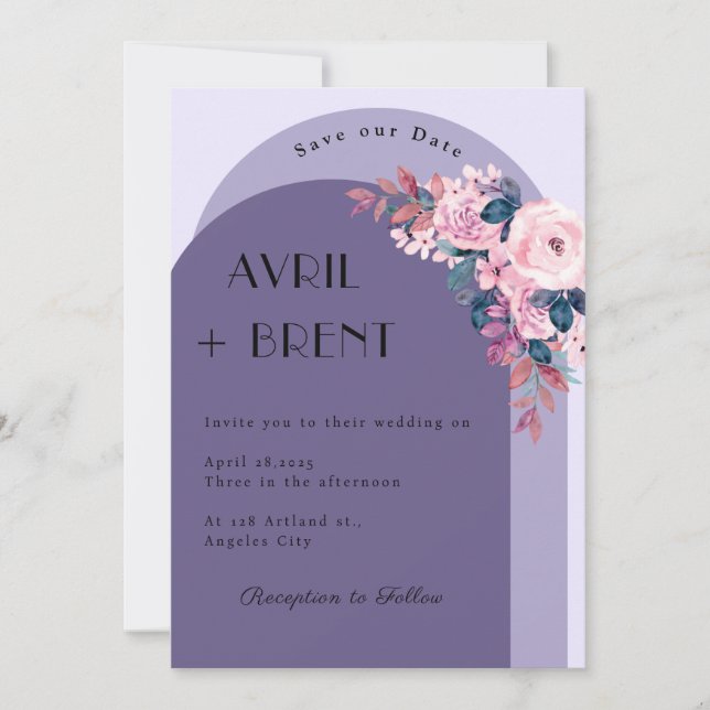 Elegant in Bloom: Ein einladendes Hochzeitsdesign Einladung (Vorderseite)