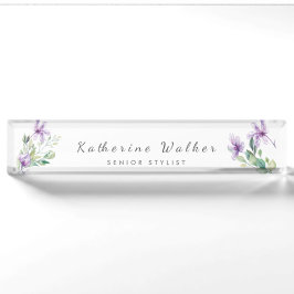 Elegant in Bloom" Personalisierter Acrylschreibtis Namensplakette