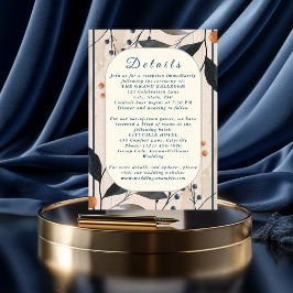 Elegant in Blue & Gold Moderne Eintrittskarte Begleitkarte
