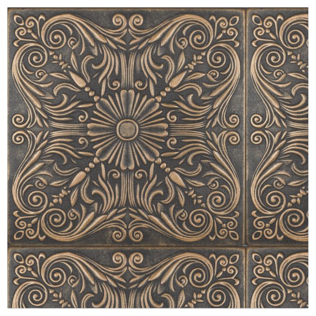 Elegant in Bronze Medallion Fabric Stoff (Nahaufnahme)