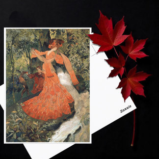 Elegant in der Nähe eines Frühlings, Vintag Postkarte