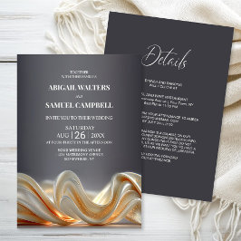 Elegant in einer goldenen Seidenhochzeit Einladung