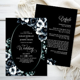 Elegant in einer Schwarz-Weiß-Blumenhochzeit Einladung