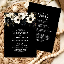 Elegant in einer Schwarz-Weiß-Blumenhochzeit Einladung