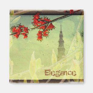 Elegant in hellgrün und rot magnet