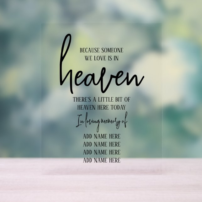 Elegant in Love Memory Einfache Hochzeit Acrylschild (Neutral)