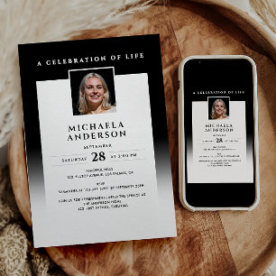 Elegant in Love Memory Foto Beerdigung/Memorial Einladung