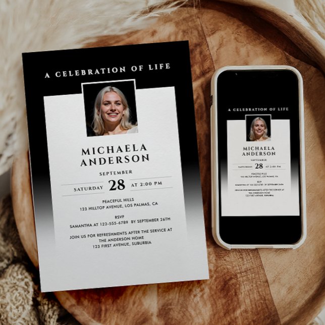 Elegant in Love Memory Foto Beerdigung/Memorial Einladung (Von Creator hochgeladen)