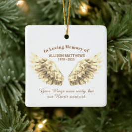 Elegant in Loving Memory Gold Wings Memorial Keramikornament