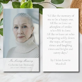 Elegant In Loving Memory Photo Prayer Cards Visitenkarte