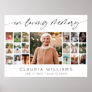 Elegant In Loving Memory Trauerfeier 19 Foto-Colla Poster