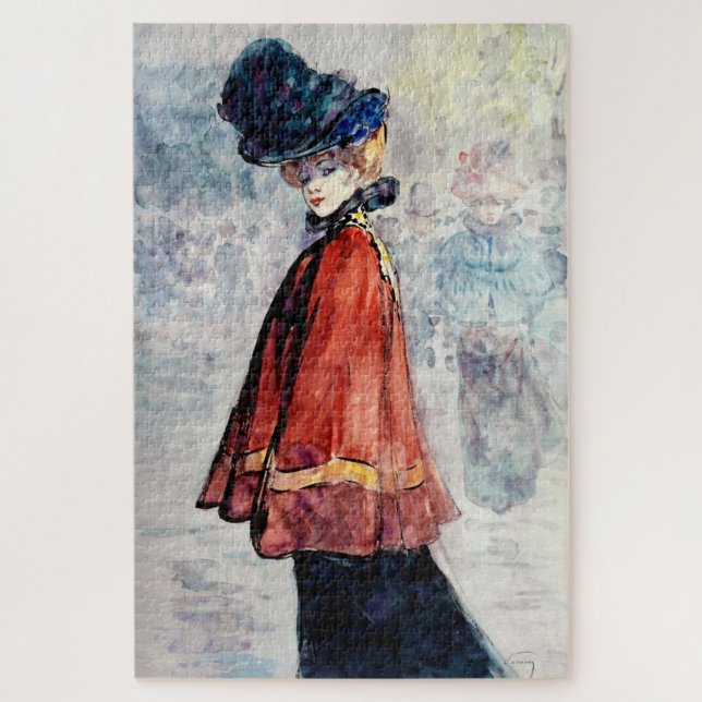 Elegant in roter Landschaftsmalerei von Henry Somm (Vertikal)