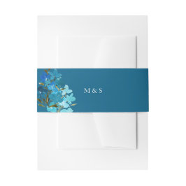 Elegant Indigo Blue Floral Watercolor Handgemalt Einladungsbanderole