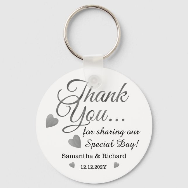 Elegant Inexpensive Silver Wedding Vielen Dank für Schlüsselanhänger (Vorderseite)