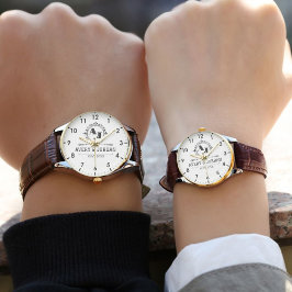  Elegant Initials White black Luxury  Monogram Armbanduhr