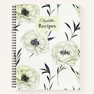 Elegant Ink Peony Notizbuch