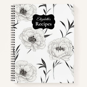 Elegant Ink Peony Notizbuch