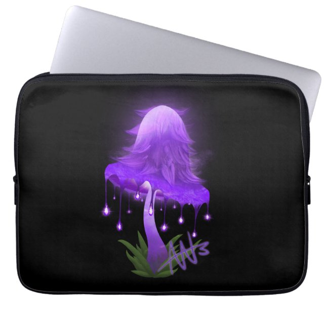 Elegant Inky Cap glühend Lila Pilz Laptopschutzhülle (Vorderseite)
