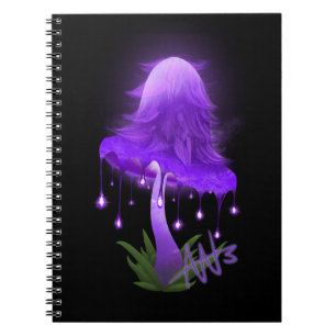 Elegant Inky Cap glühend Lila Pilz Notizblock