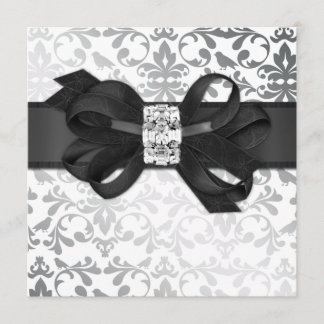 Élégant Invitation blanc et argenté avec boue diam