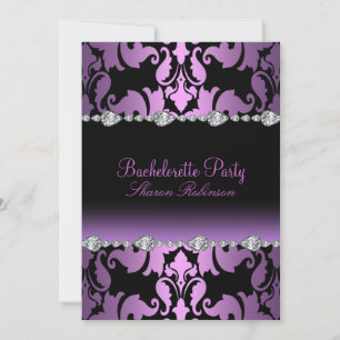 Élégant Invitation de bachelorette violet Damask