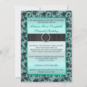 Élégant Invitation de dentelle florale [Turquoise]