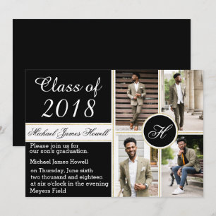 Élégant Invitation de diplômes de monogramme