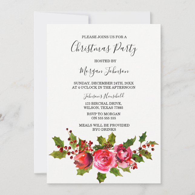 Élégant Invitation de Noël simple script (Devant)