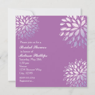 Élégant Invitation Floral Silvery moderne violet L
