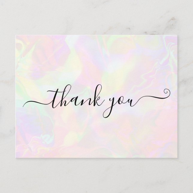 Elegant Iridescent Holographic Dankeschön Card Postkarte (Vorderseite)