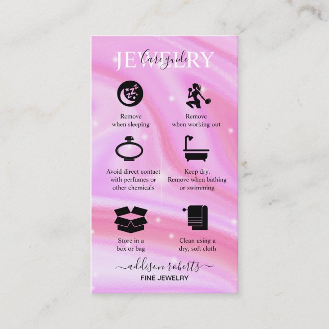 Elegant iridescent Holographic Juwelry Care Busi Visitenkarte (Vorderseite)