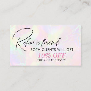 Elegant Iridescent Holographic Pastel Empfehlungskarte