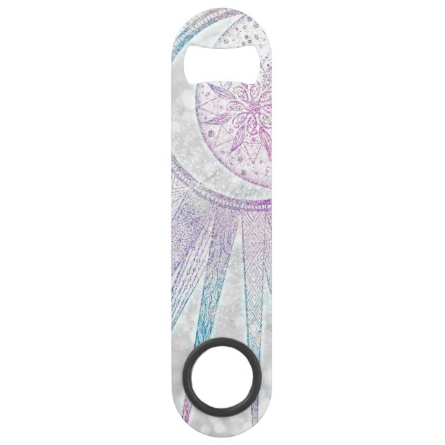 Elegant Iridescent Sun Moon Mandala Silver Design (Devant)