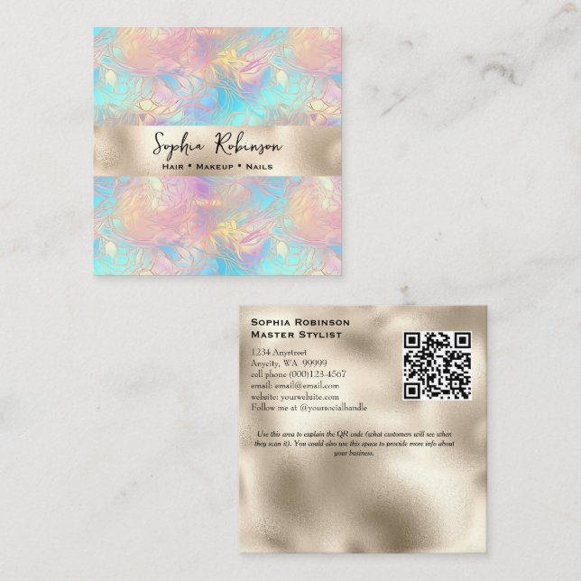 Élégant Iridescente et Carte de visite Pearl Foil (Devant / Derrière)