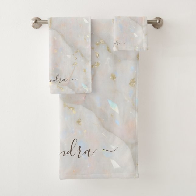 Élégant Iridescente Opal Gemstone Marble Chic (En situation)