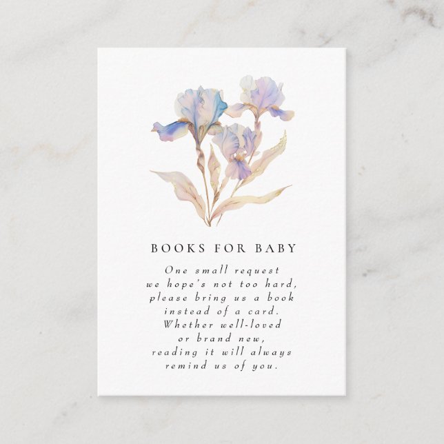 Elegant Iris Baby Shower Book Request Begleitkarte (Vorderseite)