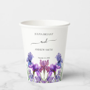 Elegant Iris Blume Name und Datum Pappbecher