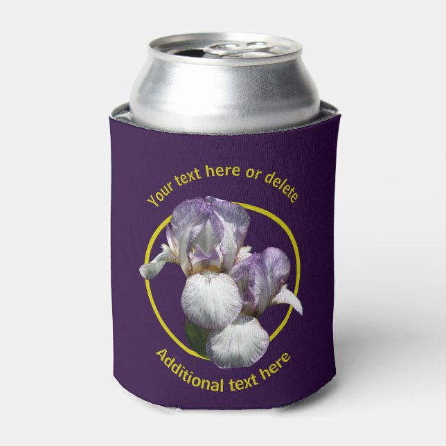 Elegant Iris Blume Personalisiert Dosenkühler (Kanne Vorderseite)