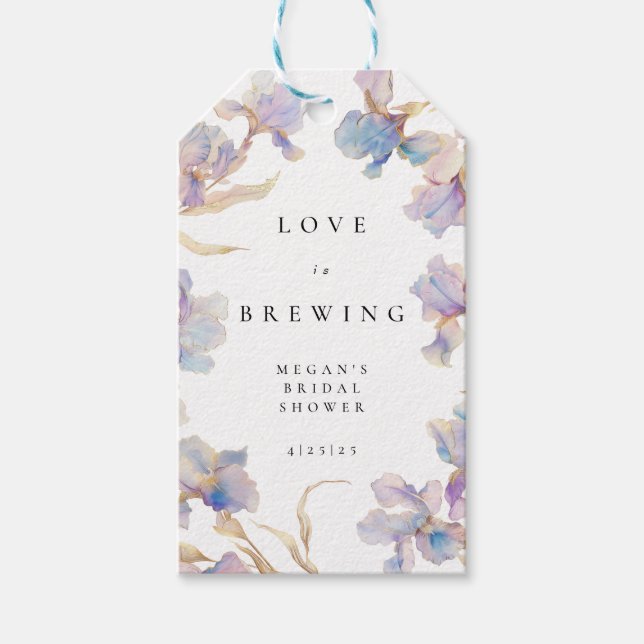 Elegant Iris Brautparty Tea Geschenkanhänger (Vorderseite)