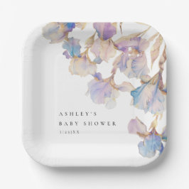 Elegant Iris Floral Baby Shower Pappteller
