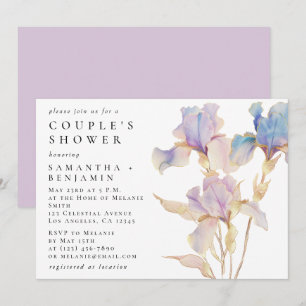 Elegant Iris Floral Watercolor Couple's Dusche Einladung