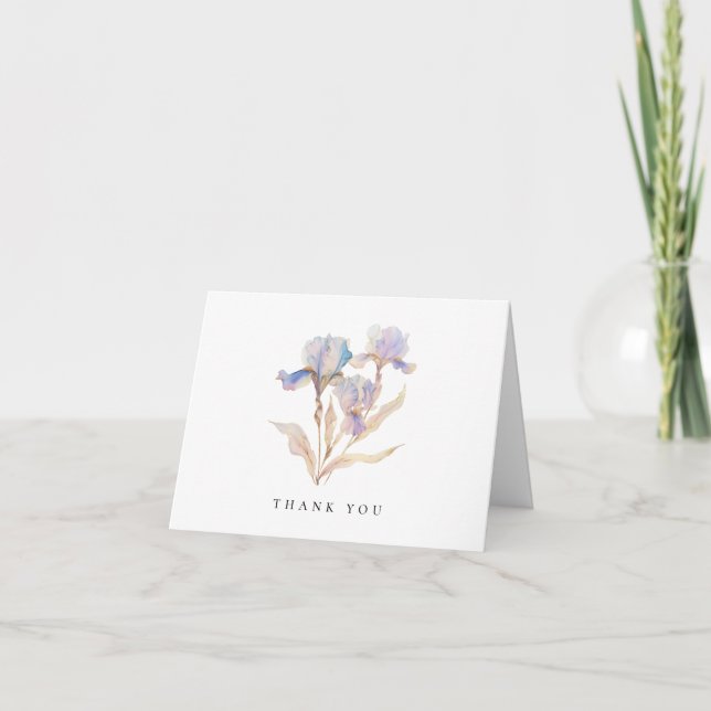 Elegant Iris Floral Wedding Dankeskarte (Vorderseite)