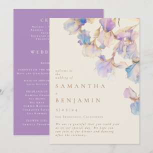 Elegant Iris Floral Wedding Programm