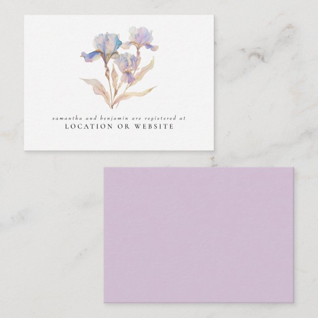 Elegant Iris Floral Wedding Registry Begleitkarte (Vorne/Hinten)