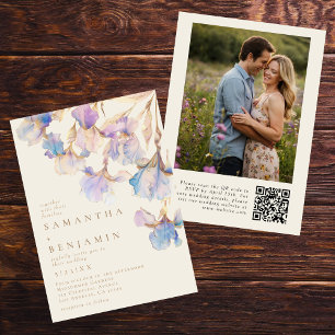 Elegant Iris QR Code Foto Wedding Einladung