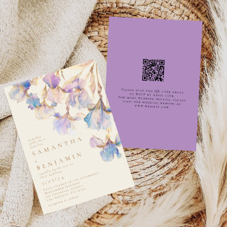 Elegant Iris QR Code Wedding Einladung