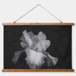 Elegant Iris Schwarz-weißes florales Foto Wandteppich Mit Holzrahmen