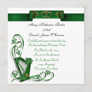 Elegant Irish Wedding Einladung Harp