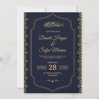Elegant Islamic Muslim Wedding Invitation Einladung