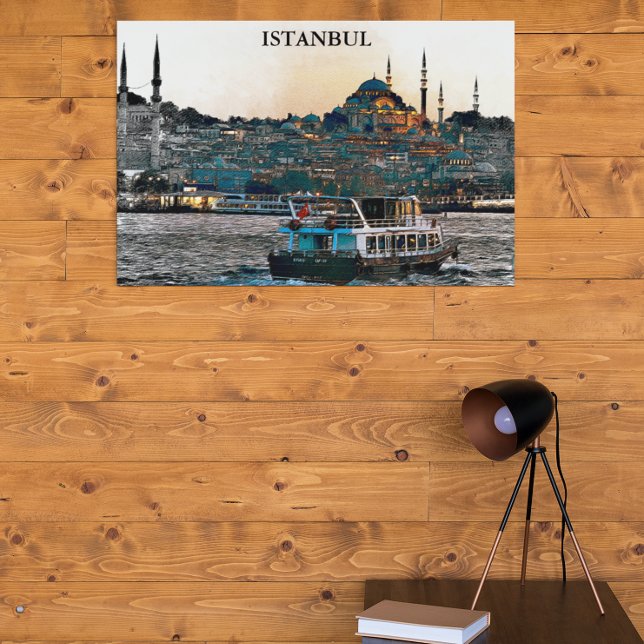 Elegant Istanbul Türkei Hagia Sophia Architektur Poster (Istanbul Turkey Pnaorama view)